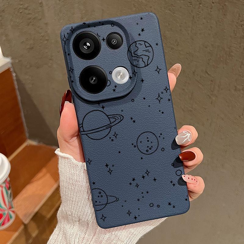 Милый планетарный принт кожа текстура тонкий чехол для телефона Xiaomi 13T Pro Poco X7 X6 Redmi Note 14 13 Pro 12 11 10 Pro TPU мягкий противоударный матовый чехол