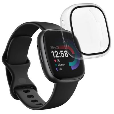 Чехол совместимый Fitbit VERSA 4 - Fitbit SENSE 2 - Жесткий защитный прозрачный чехол защитное стекло Phonillico®