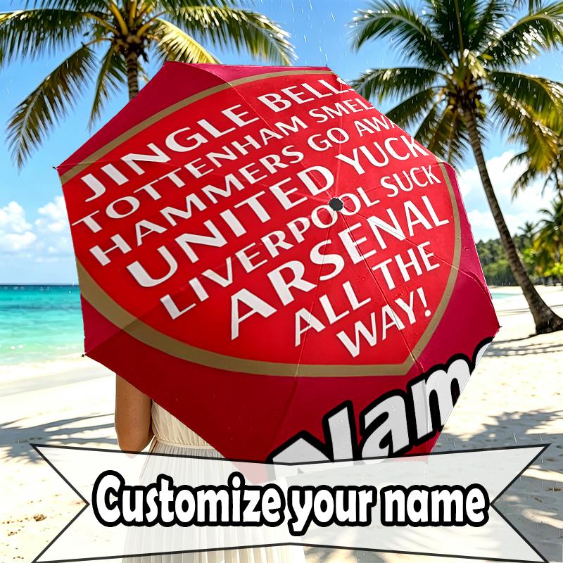 Custom Name Personalized football team Print Umbrella, Auto Open Close, 8‑Rib Sturdy Frame, Commute Camping Hiking Use, Birthday Gift