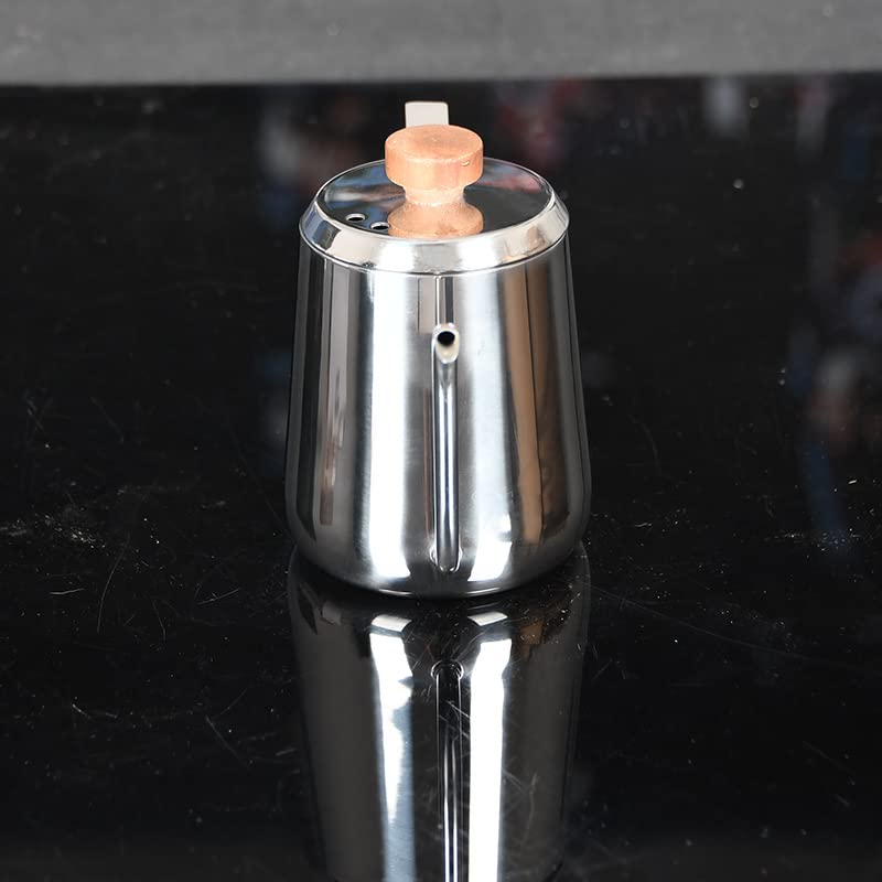 Кофейник FUN COFFEE с узким горлышком, открытый огонь, 600 мл, популярный кофейник с деревянной ручкой и узким горлышком, нержавеющая сталь, деревянная ручка с крышкой