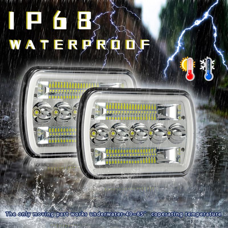 Motorcycle Led Headlight 5 X 7inch / 6 X 7inch Square Headlamp 400w 40000lm Ip67 Waterproof Modified Parts