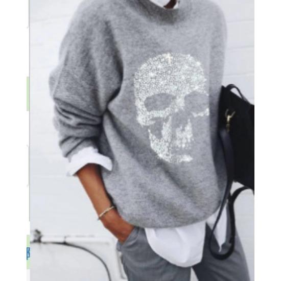 GMXIA Women's Fashion Ground Floral Print Loose Long-sleeved Top