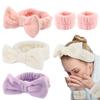 Flannel Cosmetic Headband Face Makeup Holder Thick and Soft Bowknot Elastic Hair Band for Washing Face Shower Spa Makeup Tools