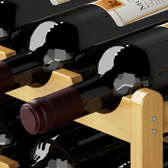 Bamboo Wine Rack Holder Bar Cabinets Stackable Storage Cube Tabletop for Champagne