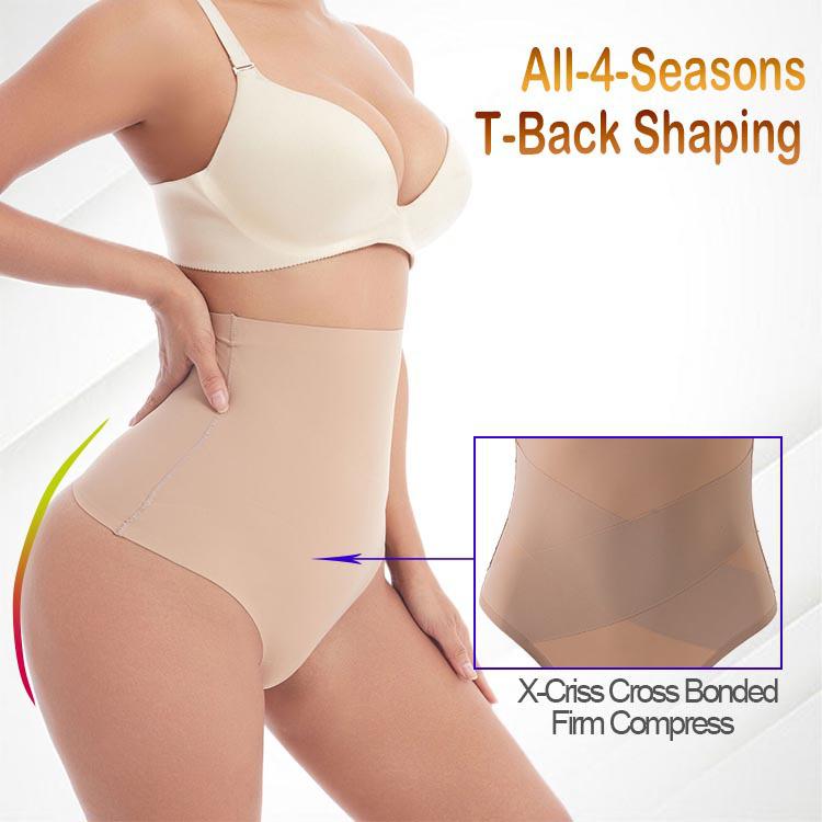 Бесшовные трусы-стринги большого размера с высокой талией для контроля живота и подъема ягодиц