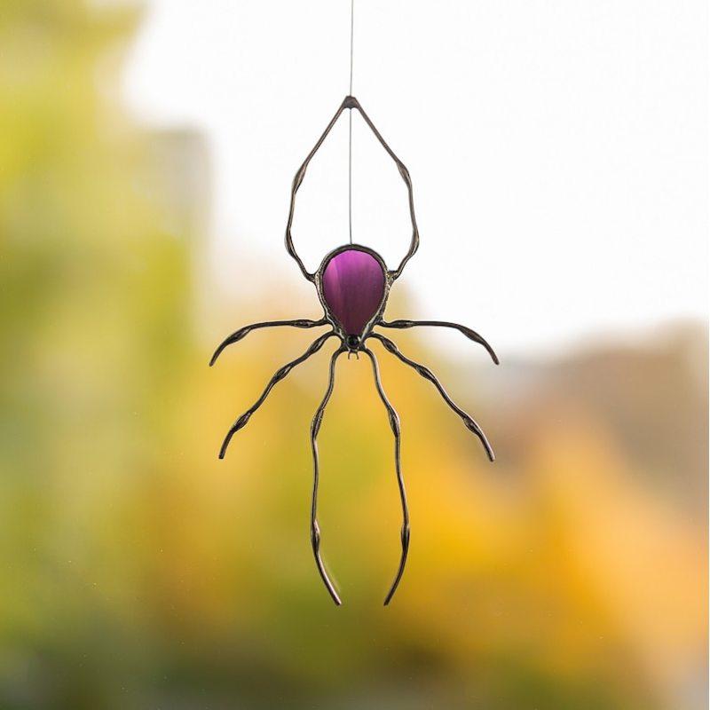 Spider Stained Glass Sun Catcher Halloween Interior Decoration Unique Window Decoration Gift For Friends