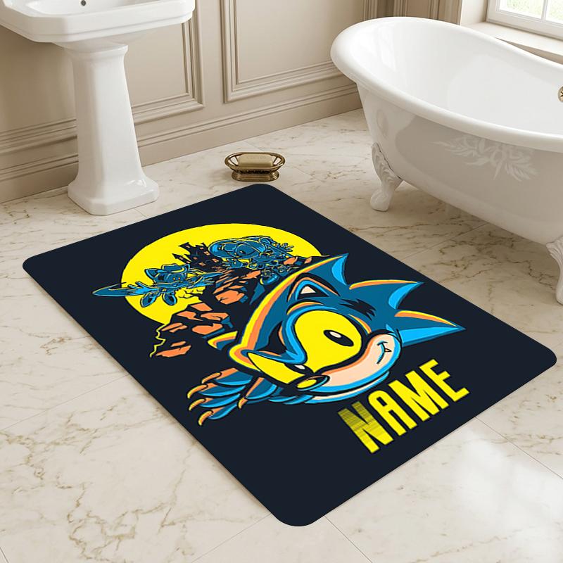 Personalized Name Sonic Adventure Living Room Non-Slip Area Rug Soft Carpet for Bedroom Playroom Sofa Office Home Decor Doormat