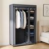 Mobile fabric wardrobe with clothes rail and 5 storage compartments, gray