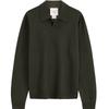 Premium Ready-To-Wear Casual Commuter V-Neck Polo Knit Sweater Men Sweater Olive-Green 40EM398