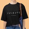 Футболка с надписью Fridays Минималистичная графическая футболка Повседневная эстетика Унисекс Повседневная уличная одежда