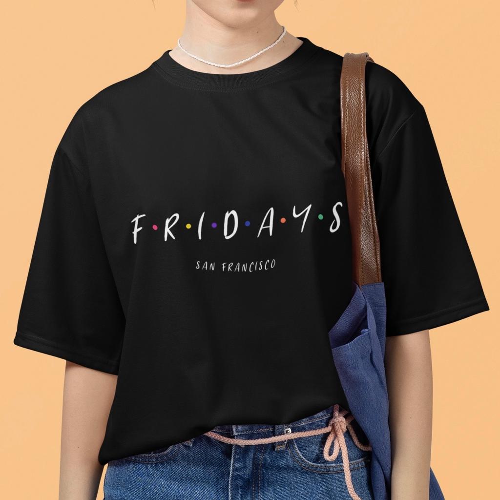 Футболка с надписью Fridays Минималистичная графическая футболка Повседневная эстетика Унисекс Повседневная уличная одежда