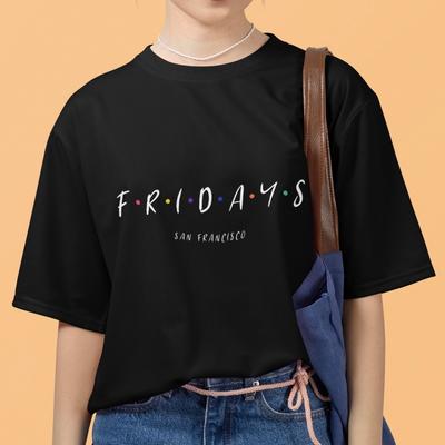 Футболка с надписью Fridays Минималистичная графическая футболка Повседневная эстетика Унисекс Повседневная уличная одежда