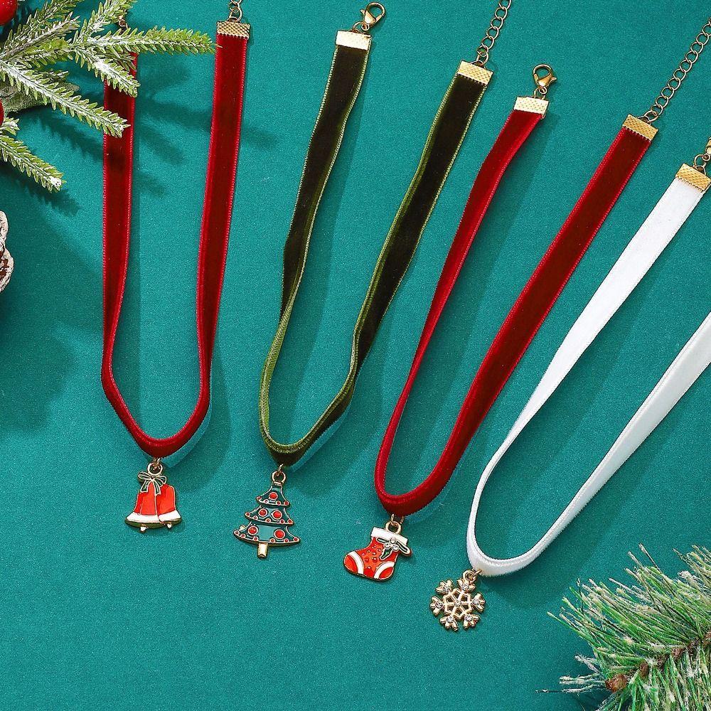 Cartoon Christmas Choker Clavicle Chain Cartoon Pendant Choker Velvet Collar Necklaces Festival