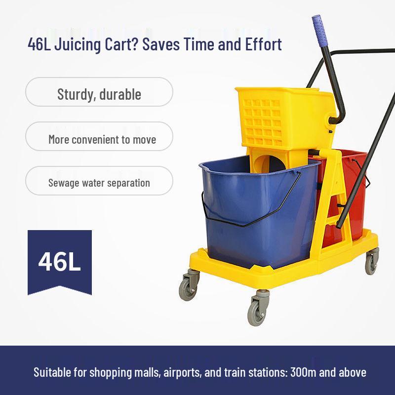 Single Bucket Mobile Mop Cart with Squeeze Feature