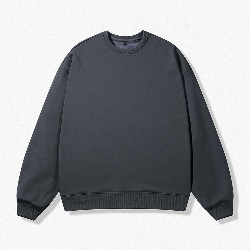 Pure Cotton Round Neck Sweatshirt for Men and Women Solid Color Loose Large Size Casual Sports Jacket Sweatshirt Couples Top Long Sleeve T-shirt