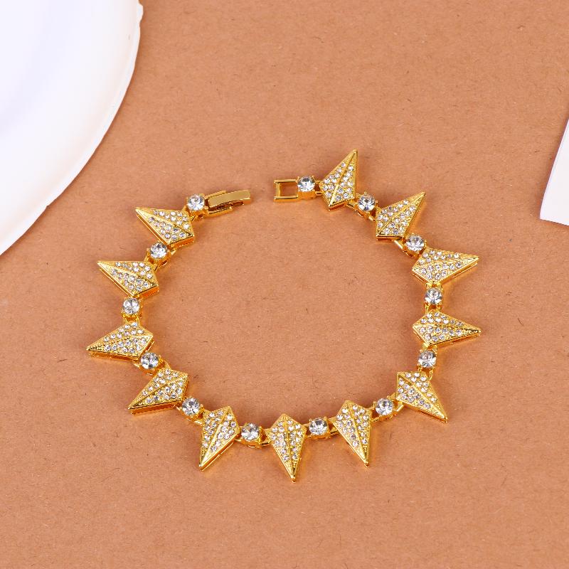 Fashion Geometric Spike Necklace Bracelet Punk Rock Style Men Women CZ Paved Jewelry Everyday Accessory