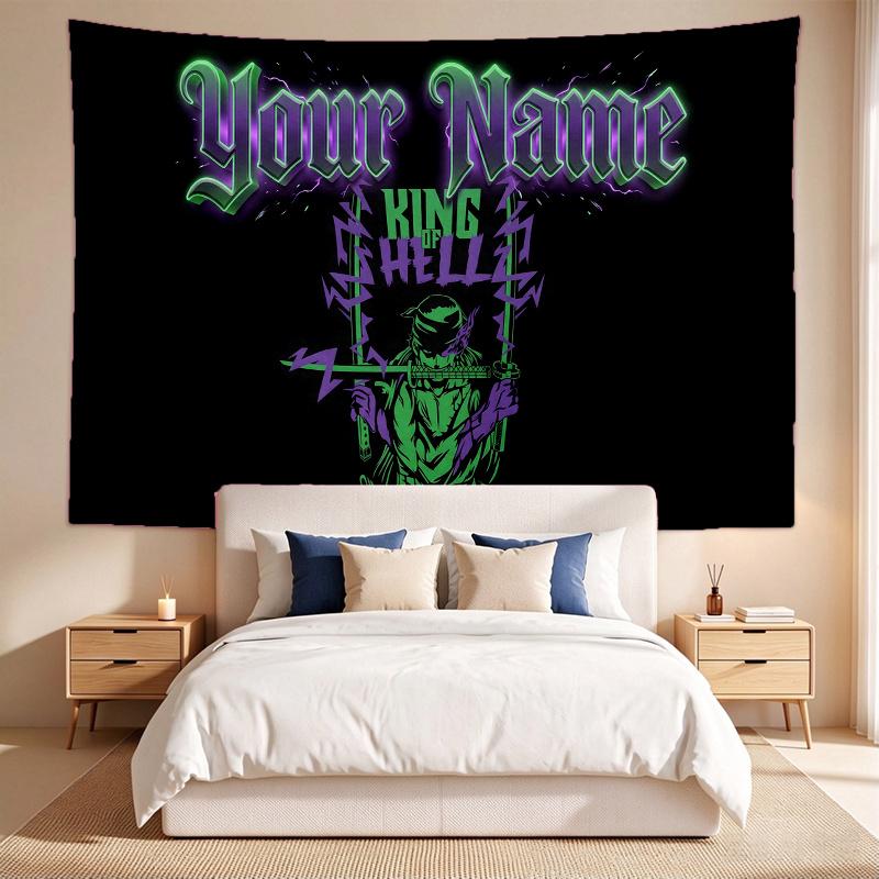 Roronoa Zoro (1) Custom Name Tapestry Wall Hanging Tapestry Wall Art Decor for Bedroom Living Room