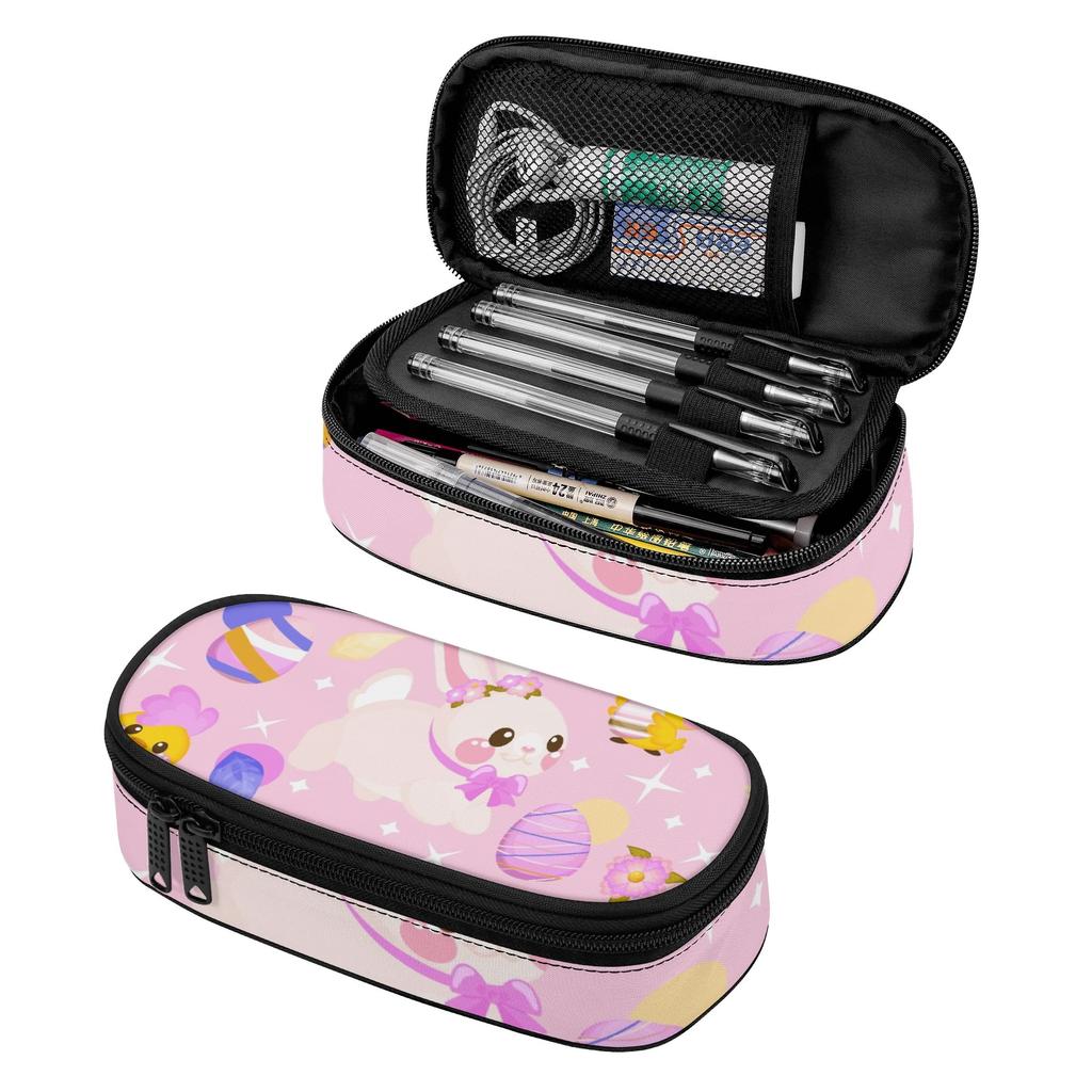 Pen Case Neat Design Strong Polyester Fabric Easy Open Zipper with Main Pocket Mesh Layer and Removable Pen Divider for Students