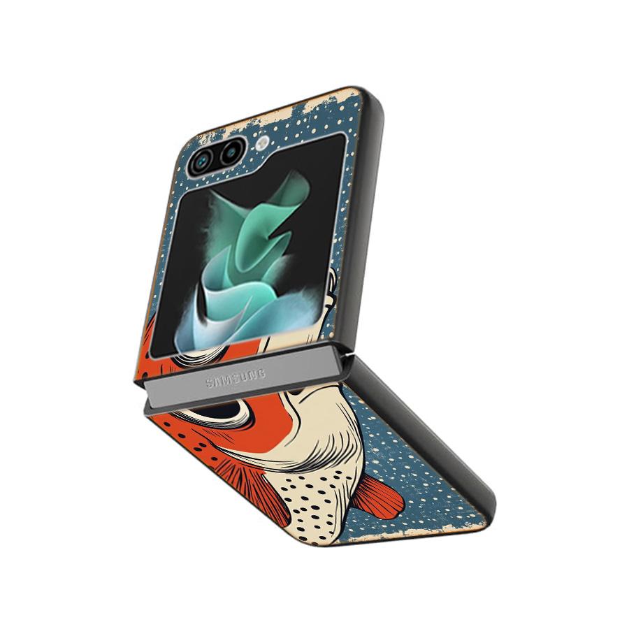 Pop Art Drawing Ideas Fish Phone Case For Samsung Z Flip 7 6 5G Galaxy Z Flip4 Z Flip5 Z Flip3 Coque Black Hard PC Shell Protect