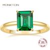 Monkton 100% Серебряные обручальные кольца 925 пробы для женщин 3 карата Одиночный камень Созданный зеленый изумруд Обручальное кольцо Ювелирное изделие для обещания