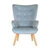 Fauteuil - Bois Naturel - Velours Bleu Ciel - 1 Place - Design Scandinave Moderne