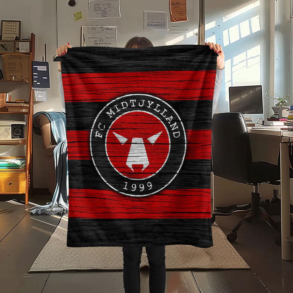 FC Midtjylland logo FlAannel Blanket, High quality Comfortable for All Seasons, Home Decor, Warmth and Comfort