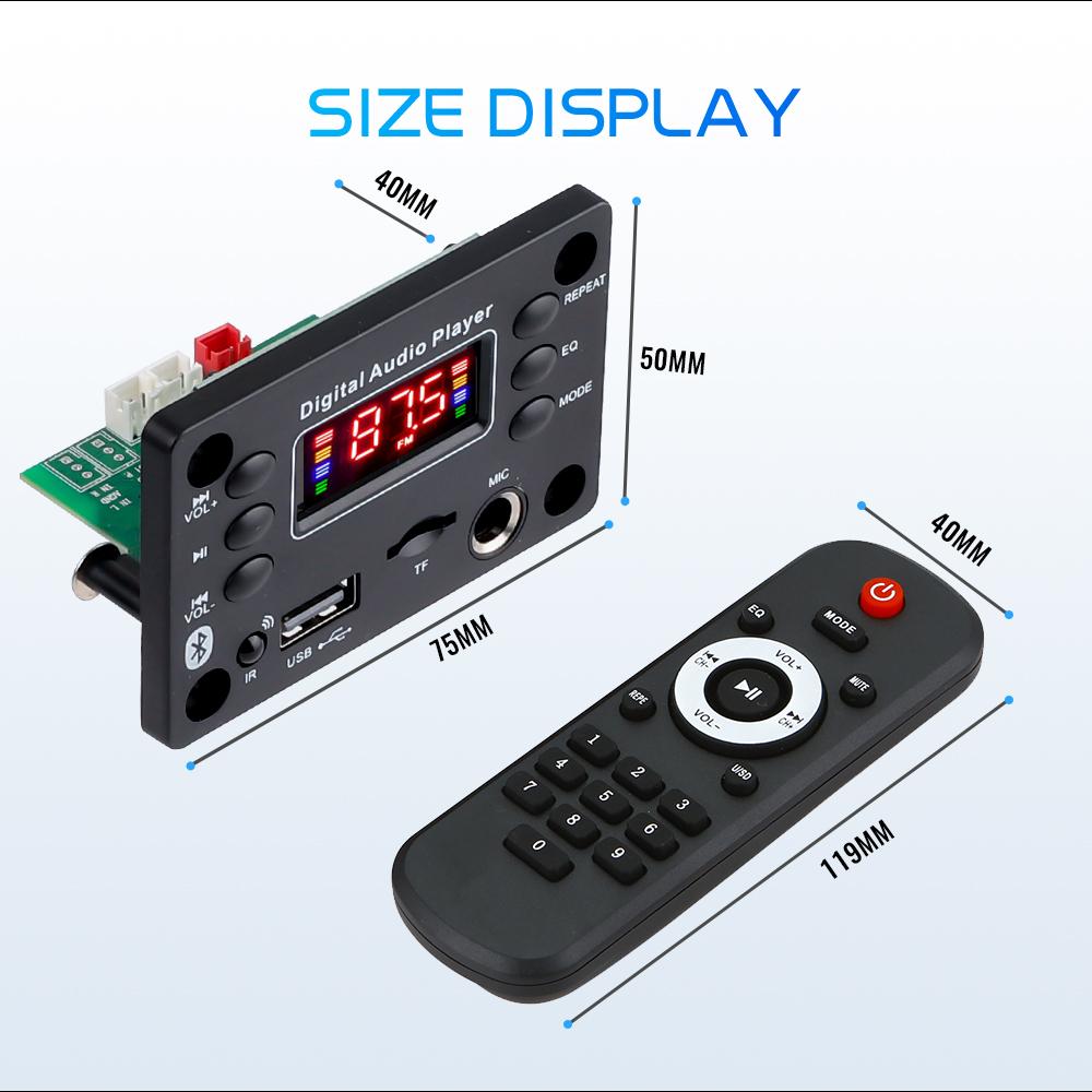 50 Вт DIY усилитель Bluetooth 5,0 MP3/WMA/WAV/APE/FLAC декодер плата 9 В 12 В автомобильный аудио USB TF FM-радио модуль 6,5 мм микрофон музыкальный плеер