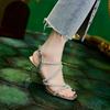 Rhinestone Thin Strap Stiletto Sandals 2025 Summer New Silver Women's Shoes One-word Buckle Temperament Square Head Light Mouth High Heels