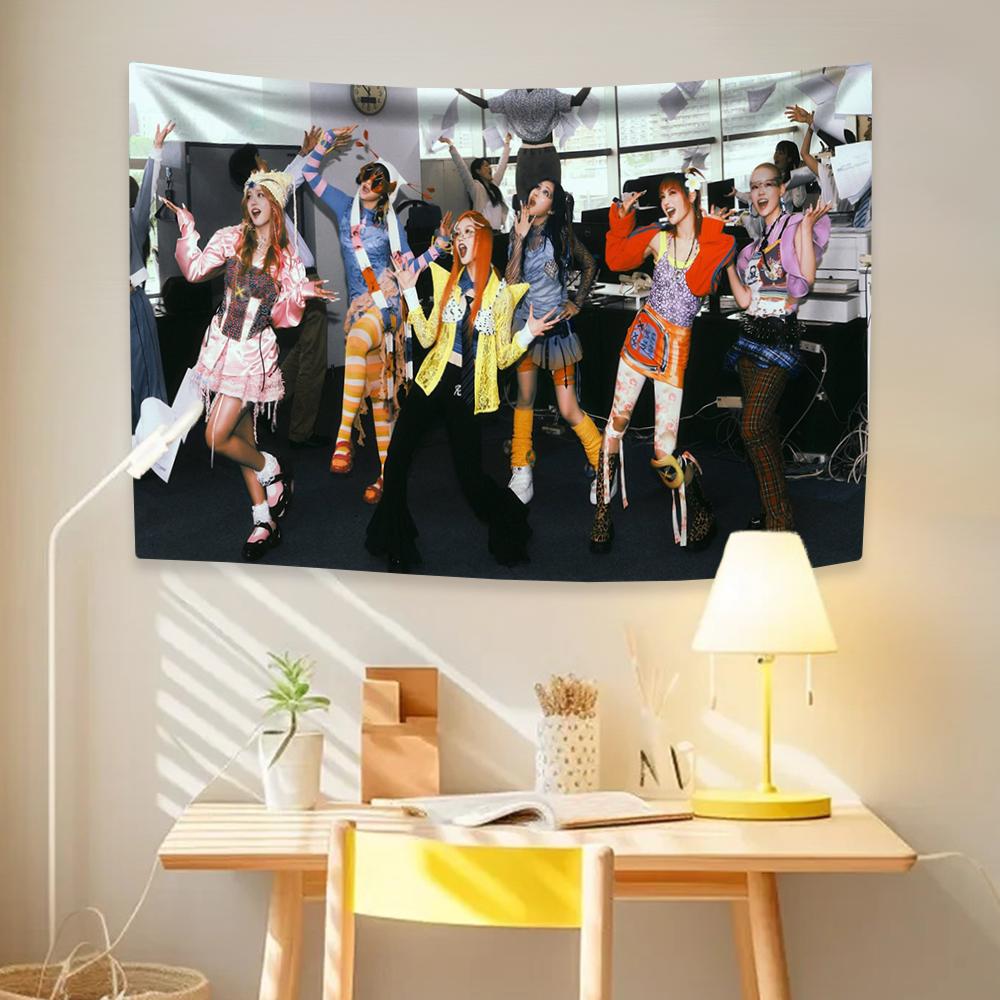 Kpop Girl Group Tapestry American Flag Poster Home Decor Aesthetics Wall Hanging Bedroom Background Concert Banner Fans Gift