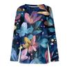Women's Fashion Hem Slit Casual Retro Floral Print Round Neck Long Sleeve Top