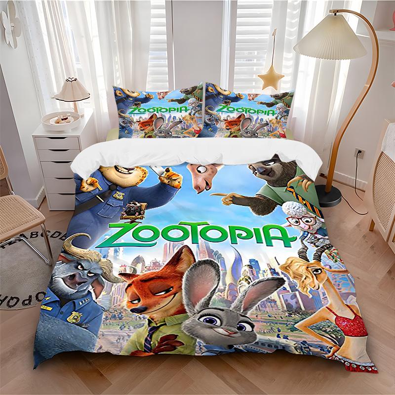 Zootopia Urban Animal Adventure Print 3Pcs Bedding Setduvet Cover With 2 Bedropillowcase Home Birthday Gift