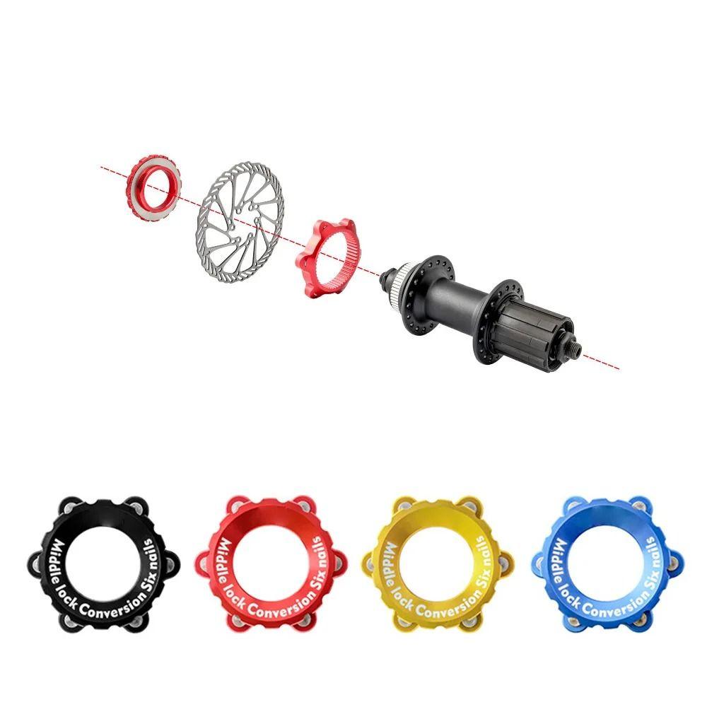 Aluminum Zinc Zinc Alloy Bike Hub Center Lock Conversion 6 Bolts Disc Brake Rotor Adapter Bike Modification