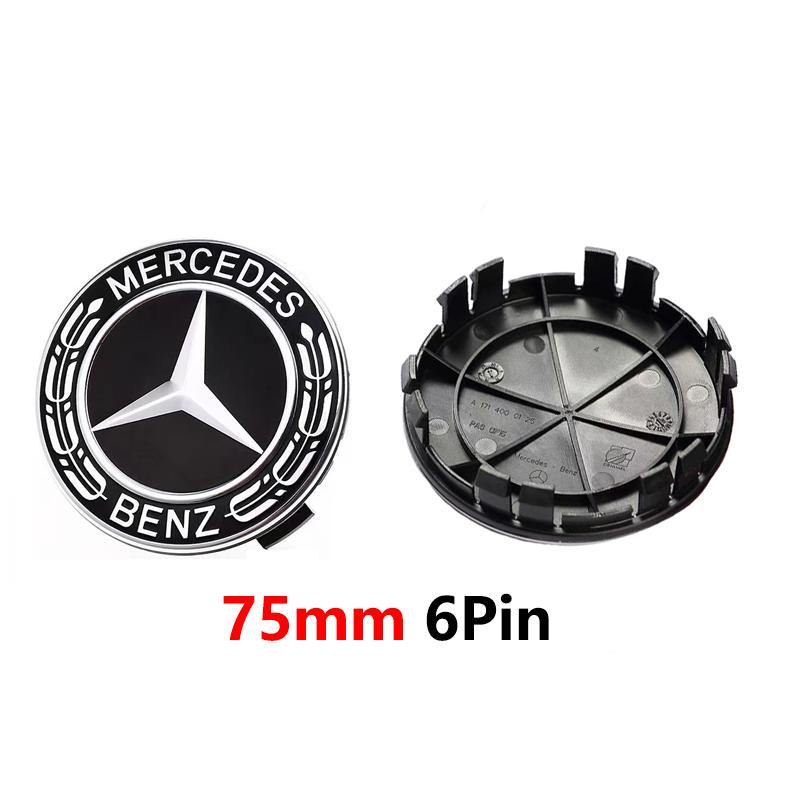Car Sticker 4pcs 75mm 65mm A1674015900 New Black 6 Pin For Mercedes Benz Car Wheel Hub Center Caps Rims Cover Emblem Badge Logo