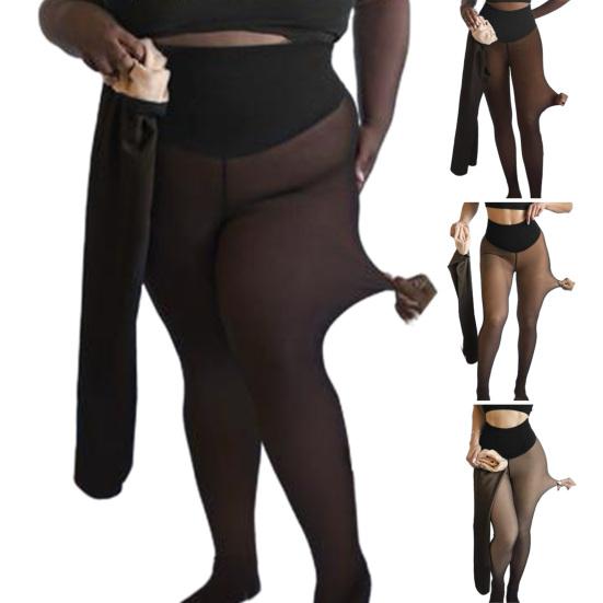 Женские флисовые леггинсы с одним швом, теплые, имитирующие прозрачные колготки, термолеггинсы для контроля живота для свиданий, вечеринок, работы