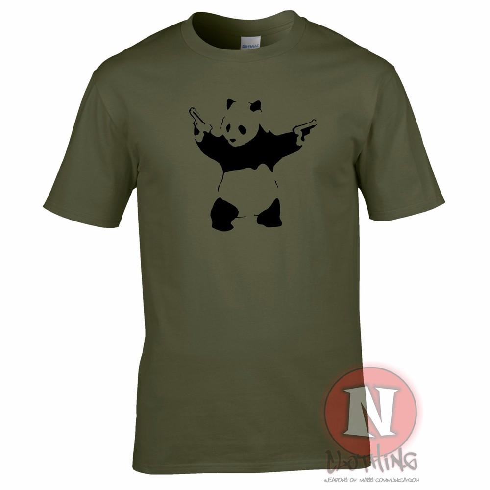 Panda With Guns Banksy Tribute Graffiti Urban Art Pandamonium TShirt New