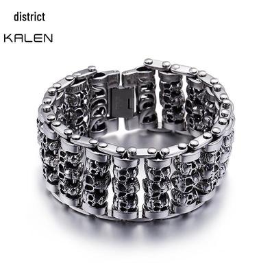 Мужской браслет из титановой стали в стиле панк с черепом, ювелирный аксессуар