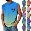 Мужская летняя майка без рукавов с принтом, круглым вырезом и градиентом, спортивная, в стиле кэжуал