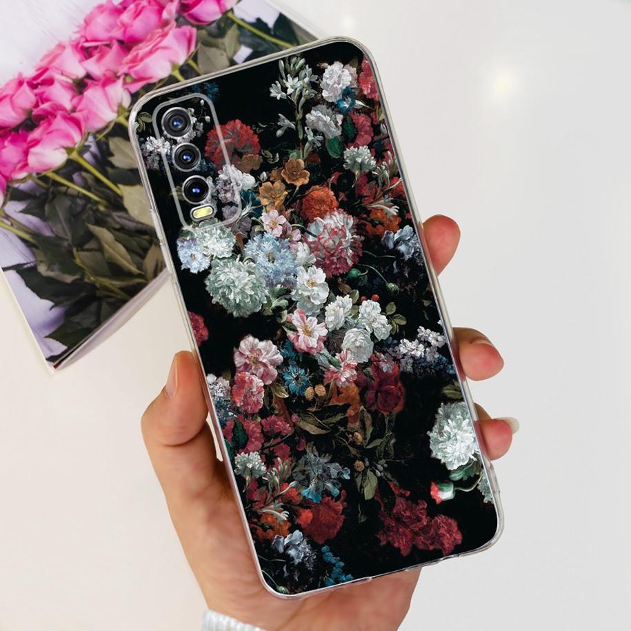 Для Vivo Y11s Y12s Чехол V2028 V2026 V2033 Популярный Цветок Прозрачная Силиконовая Задняя Крышка Для Vivo Y20 Y20i Y20s V2029 V2027 V2032 Funda