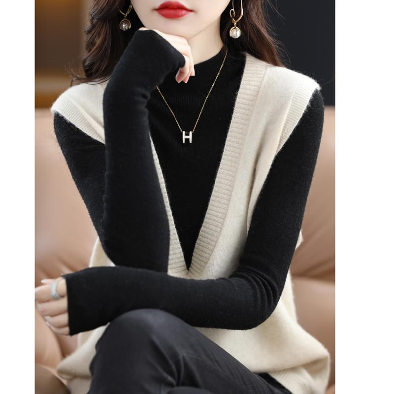 Женский жилет с V-образным вырезом, кашемир Цинхэ, 30% кашемир, 70% шерсть, зимний вязаный пуловер, осенний свитер, кашемировый свитер