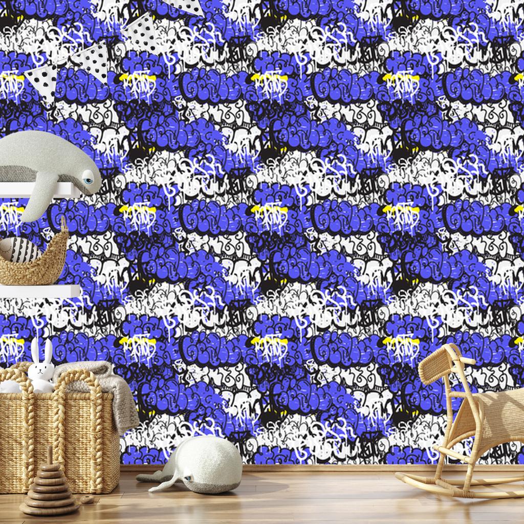 Graffiti wallpaper with elements for living room and bedroom 50x1000
