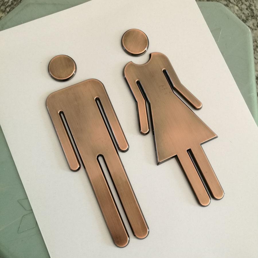 20x7 см ABS покрытие WC мужской женский логотип общественный туалет знак примерочная ванная комната карточка золото серебро с клейкой наклейкой на автомобиль