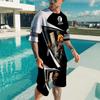 2023 Summer Tracksuit Men's Short Sleeves Trend Retro Tshirts 3D Pattern Print T-shirt+Shorts Casual Streetwear Oversize Tshirt