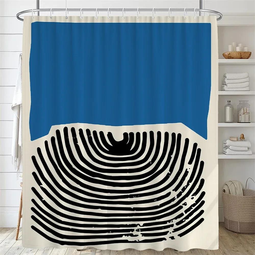 Bathroom Nordic Abstract Painting Shower Curtain Medieval Minimalist Art Polyester Fabric Shower Curtain 180 * 180Cm With Hooks