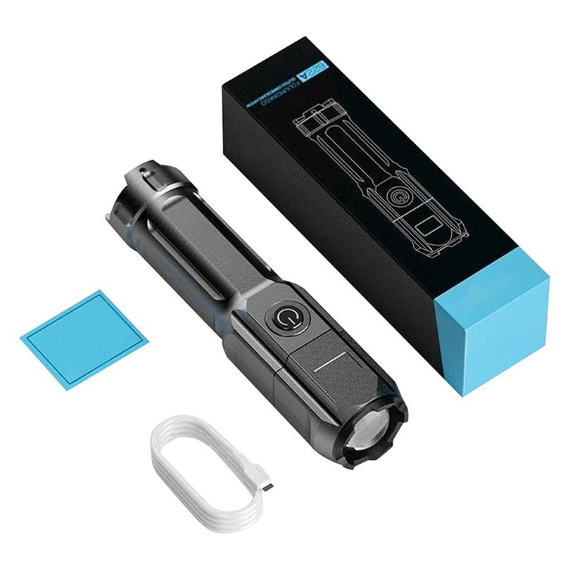 Мощный светодиодный тактический фонарик, перезаряжаемый через USB, с зумом, водонепроницаемый ручной фонарь для кемпинга, походов, рыбалки и аварийного поиска