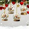 4Pcs Christmas Santa Glass Ball Ornament Winter Holiday Party Xmas Tree Hanging 2D Acrylic Santa Claus Snow House Ball Decoration