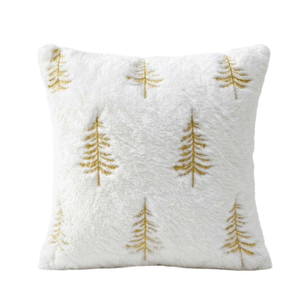 Snowflake Throw Pillowcase Faux Fur Cushion Cover Cozy Embroidered Pillow Covers Home
