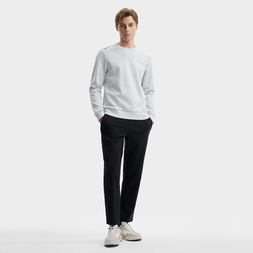 Fila Белый Модный Простой Классический Текстурный Повседневный Универсальный Флис Теплый Пуловер Свитшот с Круглым Вырезом Мужской свитшот Серый F11M543212FGY