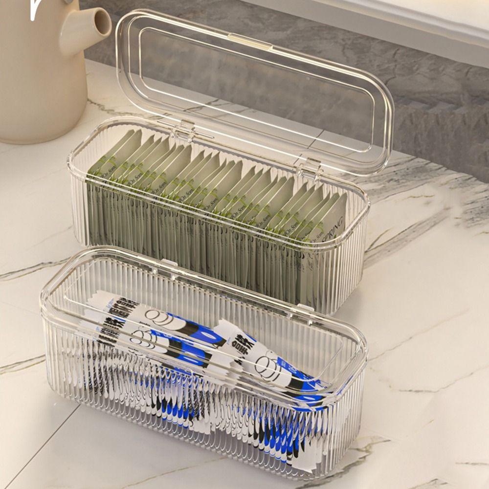 Acrylic Coffee Capsule Storage Box Flip Top Cosmetic Brush Organizer Tea Bag Storage Box for Home