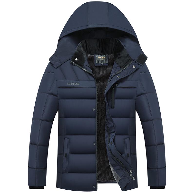 Men's Fall and Winter Hooded Warm Jacket Thickened Outdoor Warm Windproof Jacket Lining Padded Jacket