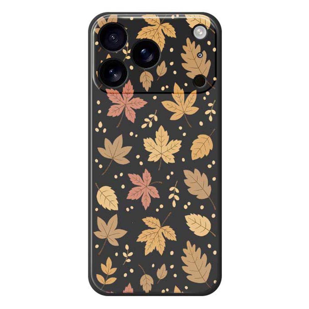For iPhone 17 Pro Max Case Leaves Pattern Printing Straight Edge TPU Phone Back Cover
